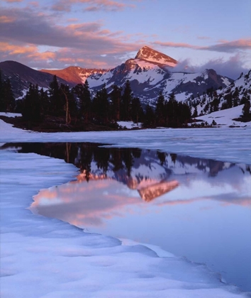 Picture of CA, SIERRA NEVADA MT DANA AT SUNSET AND LAKE