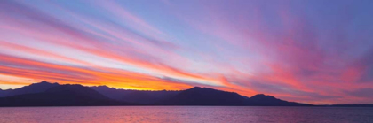 Picture of WA, SEABECK SUNSET PANORAMIC OVER THE OLYMPIC MT