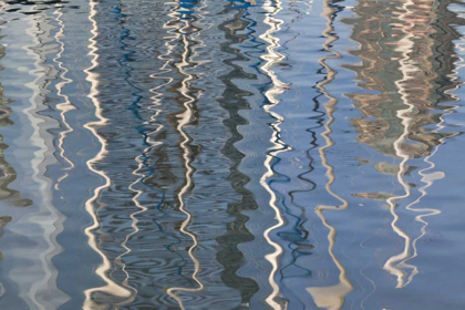 Picture of CA, SAN DIEGO ABSTRACT WATER REFLECTION OF BOATS