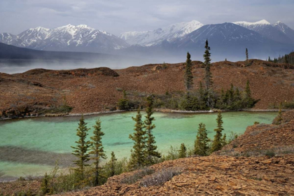 Picture of CANADA, BC, SCENIC OF GLACIAL LAKE AND MOUNTAINS