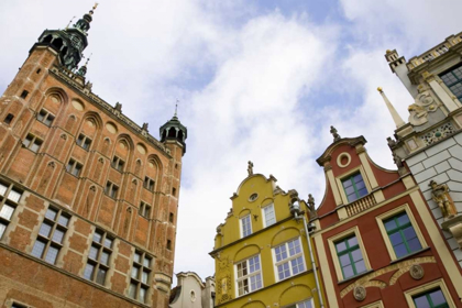 Picture of POLAND, GDANSK TOWN HALL AND ROOFLINES