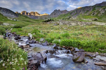 Picture of CO, SUNRISE ON STREAM IN AMERICAN BASIN