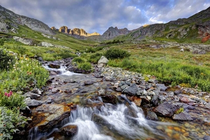 Picture of CO, SUNRISE ON STREAM IN AMERICAN BASIN