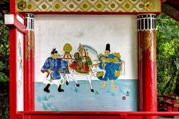 Picture of JAPAN, NARA PAINTING AT A SHINTO SHRINE