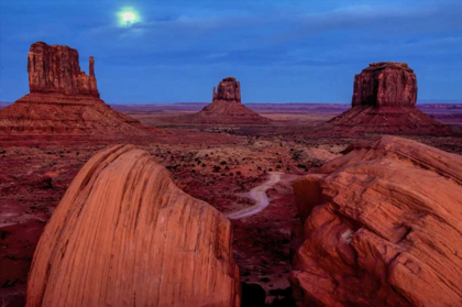 Picture of UT, MONUMENT VALLEY MOON AND LANDSCAPE
