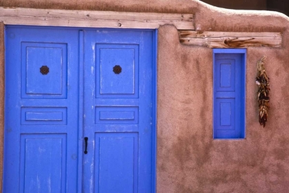Picture of NEW MEXICO, SANTA FE BLUE DOOR AND WINDOW