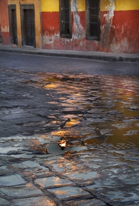 Picture of MEXICO COBBLESTONE STREET WITH WATER REFLECTIONS