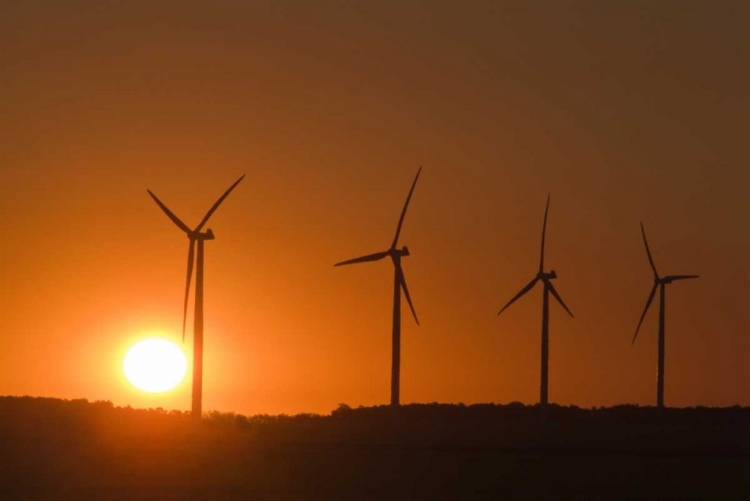 Picture of CANADA, SOMERSET WIND TURBINES AT SUNSET