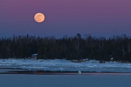 Picture of CANADA, ONTARIO FULL MOON OVER LAKE HURON