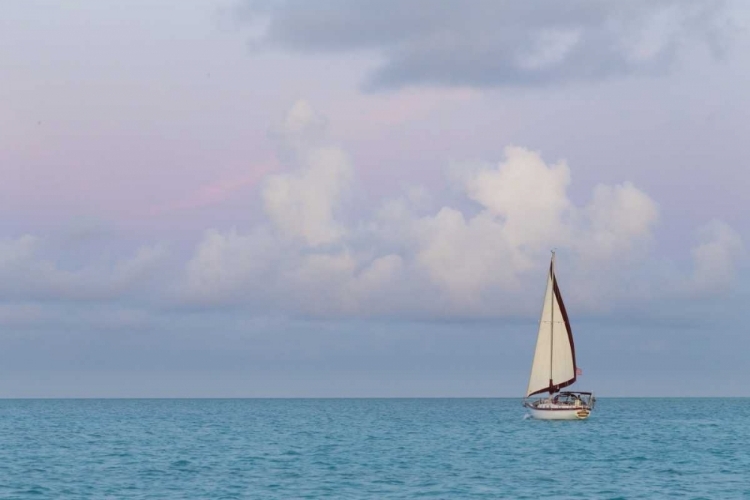 Picture of BAHAMAS, EXUMA ISLAND SAILBOAT AT SUNSET