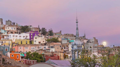 Picture of MEXICO, GUANAJUATO MOONSET OVER THE CITY