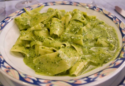 Picture of ITALY, CAMOGLI PLATE OF PASTA WITH PESTO SAUCE