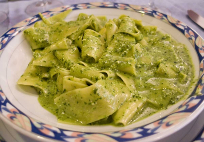 Picture of ITALY, CAMOGLI PLATE OF PASTA WITH PESTO SAUCE