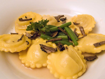 Picture of ITALY, DOZZA PASTA RAVIOLI WITH BLACK TRUFFLES