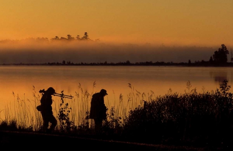 Picture of MI, PEOPLE ALONG POTAGANNISSING BAY AT SUNRISE