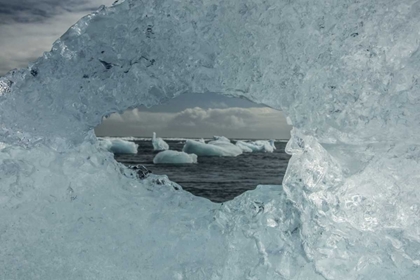 Picture of ICELAND ICEBERGS VIEWED THROUGH HOLE IN ICE