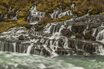 Picture of ICELAND, HRAUNFOSSAR WATERFALLS INTO STREAM