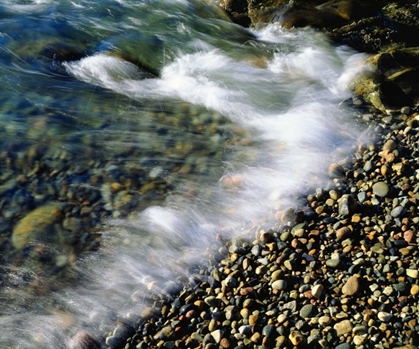 Picture of USA, MAINE, WAVES BREAKING ON A ROCK BACKGROUND