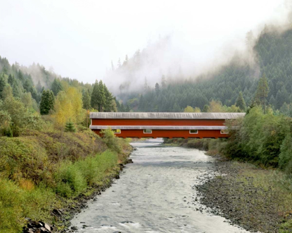 Picture of OR OFFICE COVERED BRIDGE OVER WILLAMETTE RIVER