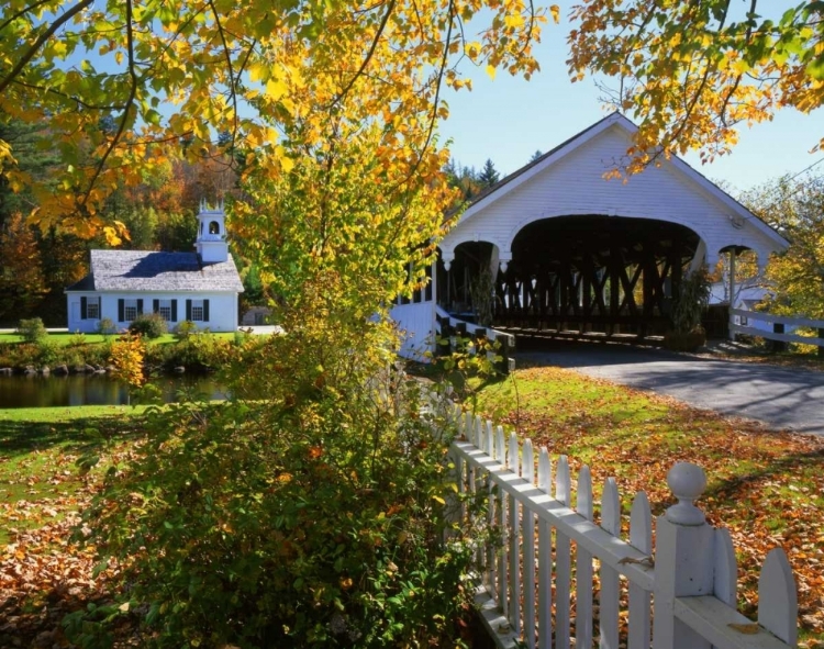 Picture of NH, STARK STARK BRIDGE AND CHURCH BY THE RIVER