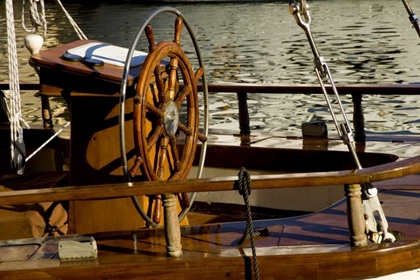 Picture of FINLAND, HELSINKI DETAIL OF SAILBOATS HELM