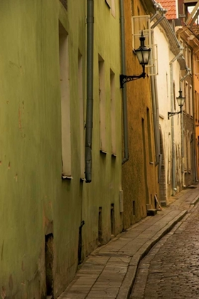 Picture of ESTONIA, TALLINN NARROW COBBLESTONE STREET 