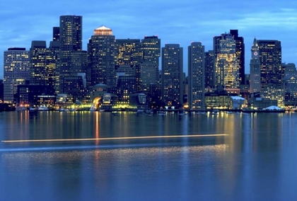 Picture of MA, BOSTON BOAT LEAVES TRAIL ON BOSTON HARBOR