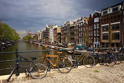 Picture of NETHERLANDS, AMSTERDAM CANAL FROM BRIDGE