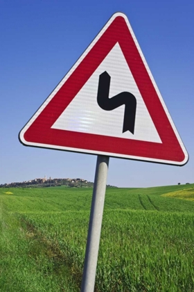 Picture of ITALY, TUSCANY, PIENZA ROAD SIGN WARNING