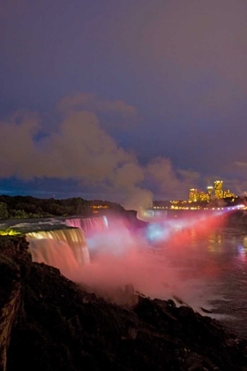 Picture of NY, NIAGARA FALLS WATERFALLS AND MIST AT DUSK