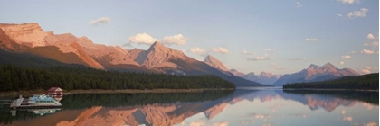 Picture of CANADA, JASPER NP MALIGNE LAKE AT SUNSET