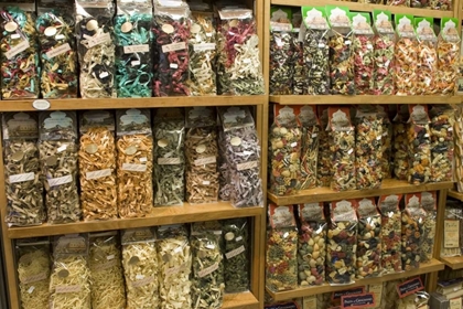 Picture of ITALY, VENICE STORE SHELVES FILLED WITH PASTAS
