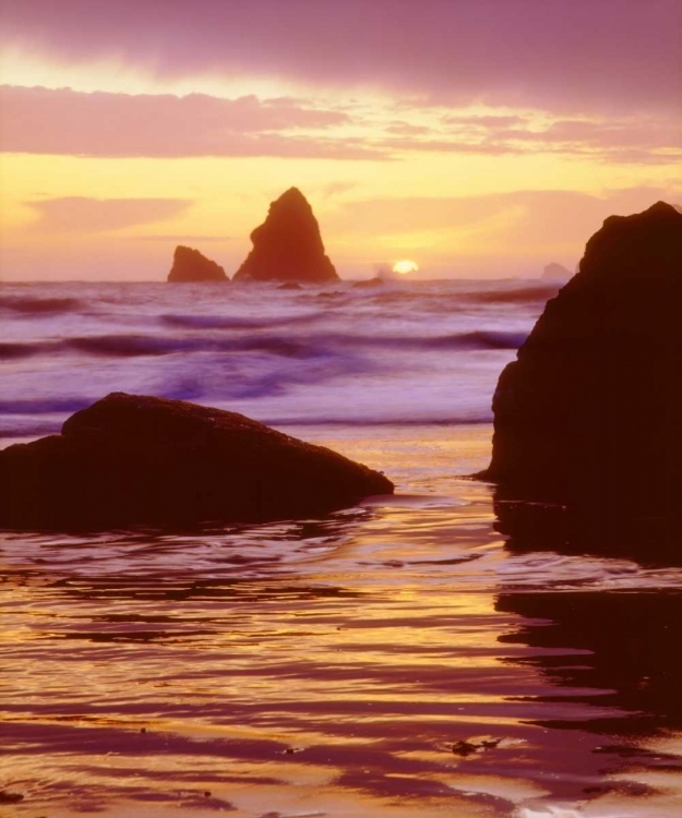 Picture of CA, TRINIDAD, SUNSET OVER TRINIDAD BEACH