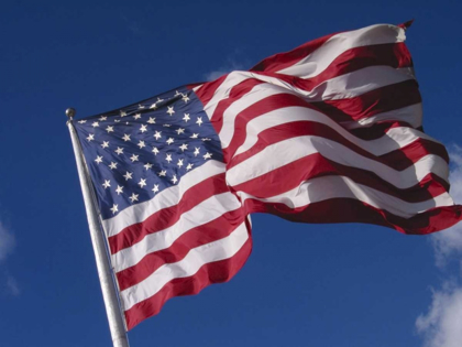 Picture of WASHINGTON, CLE ELUM AMERICAN FLAG FLAPS IN WIND
