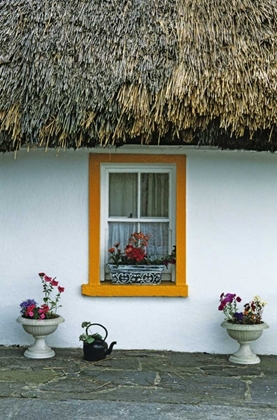 Picture of IRELAND, CO CLARE A THATCH-ROOFED COTTAGE
