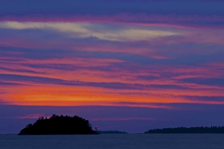 Picture of CANADA SUNSET AND LIGHTHOUSE ON GEORGIAN BAY