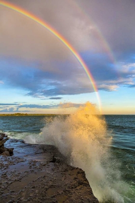 Picture of NY, LAKE ONTARIO, CLARKS POINT DOUBLE RAINBOW