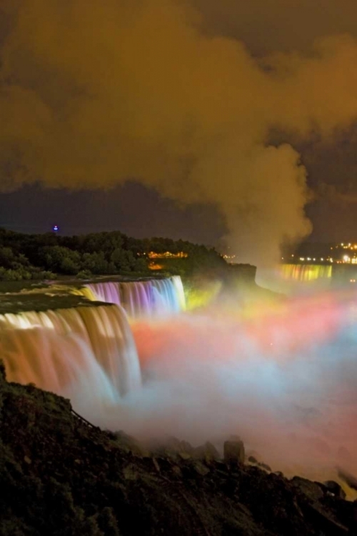 Picture of NY, NIAGARA FALLS WATERFALLS AND MIST AT NIGHT