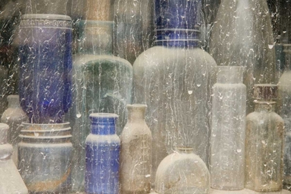 Picture of IDAHO, IDAHO CITY DUSTY BOTTLES IN WINDOW