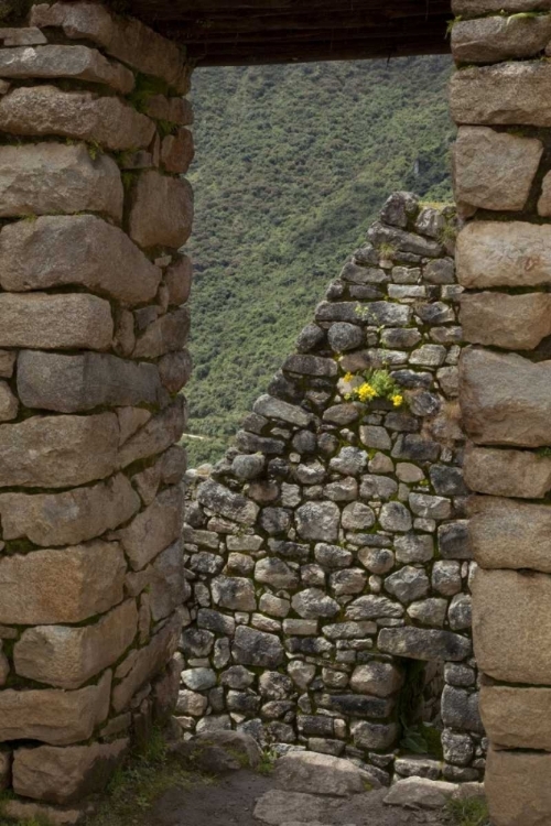 Picture of PERU, MACHU PICCHU LOOKING THOUGH WINDOW RUINS