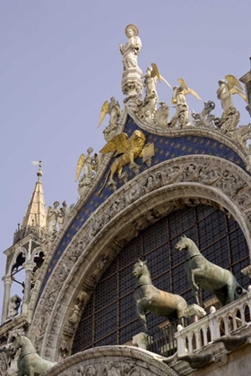 Picture of ITALY, VENICE TOP FACADE OF ST MARKS BASILICA