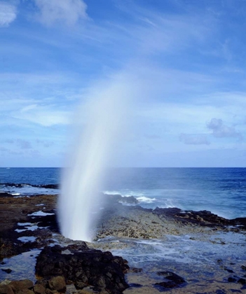 Picture of HAWAII, KAUAI A BLOWHOLE SPOUTS SEAWATER