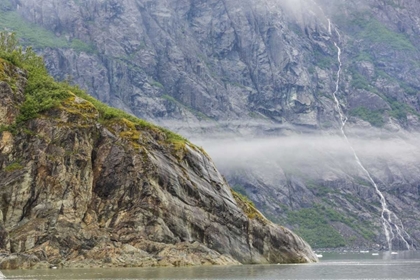 Picture of ALASKA, GLACIER BAY WATERFALL ON MOUNTAIN SLOPE