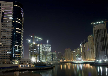 Picture of UAE, DUBAI TOWERS ON MARINA AT NIGHT
