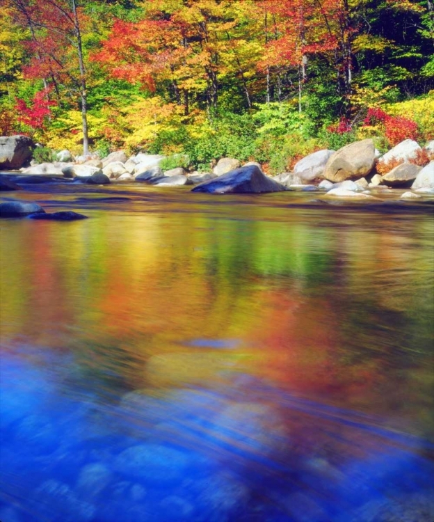 Picture of NH, AUTUMN COLORS REFLECTING IN THE SWIFT RIVER