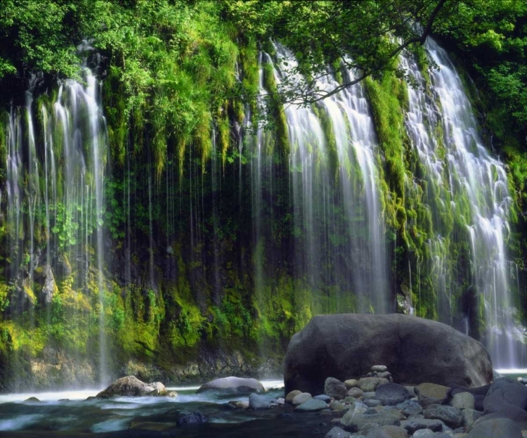 Picture of CA, MOSSBRAE WATERFALL AND THE SACRAMENTO RIVER