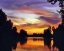 Picture of USA, OREGON SUNSET REFLECTING IN COLUMBIA SLOUGH