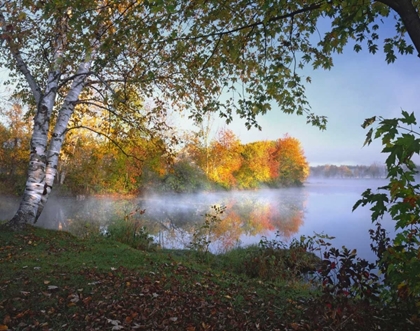 Picture of ME, PITTSFIELD MORNING AND FOG OVER DOUGLAS POND