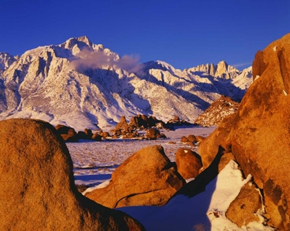 Picture of CA, MT WHITNEY AND LONE PINE PEAK IN WINTER