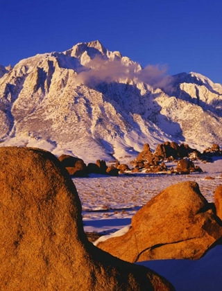 Picture of CA, MT WHITNEY AND LONE PINE PEAK IN WINTER